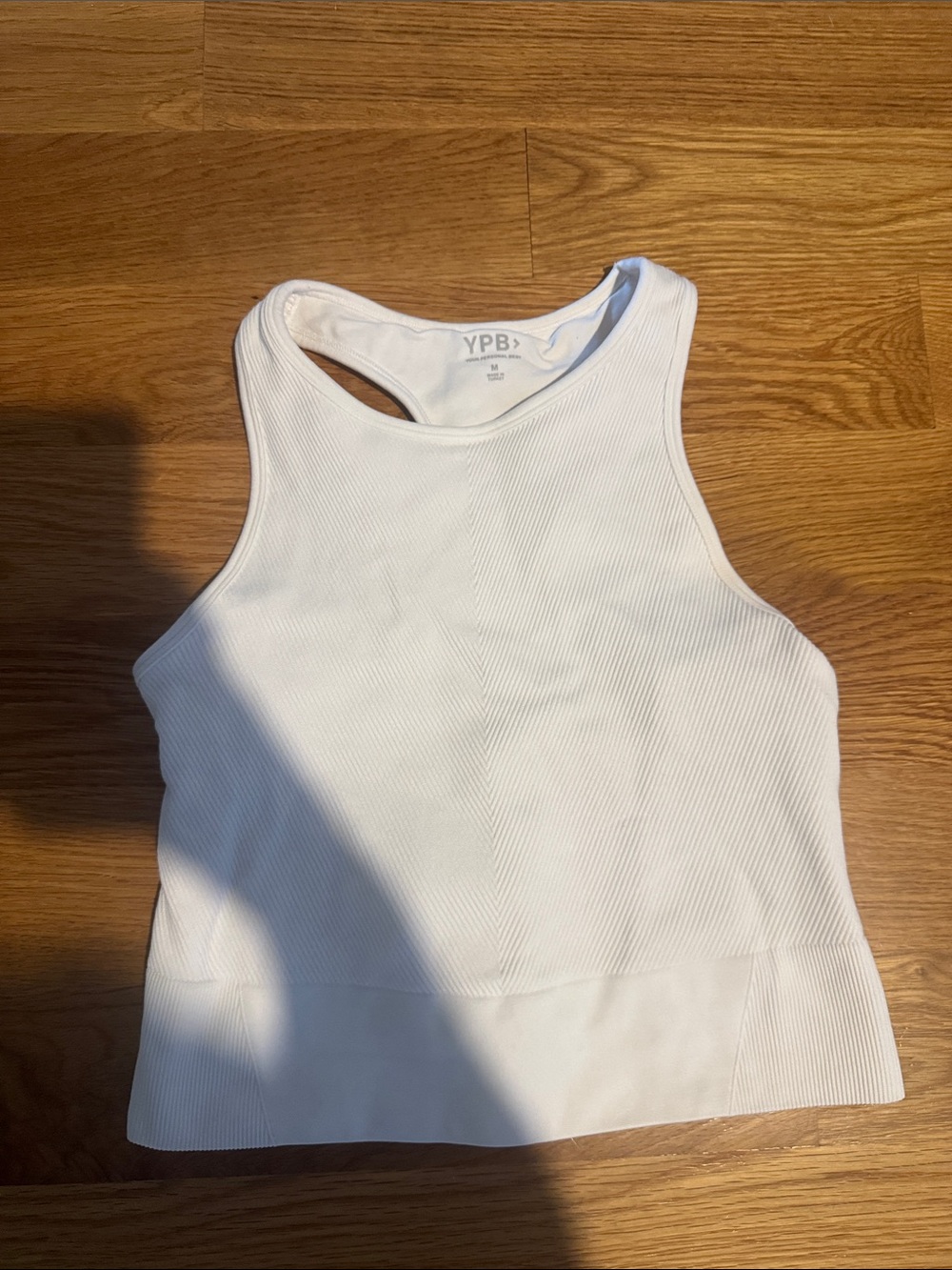 Abercrombie & Fitch Cream Ribbed Racerback Crop Tank